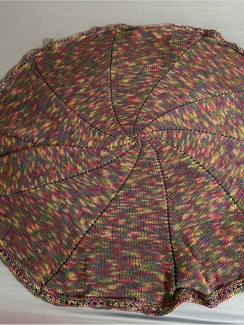 Hand-Knitted Round Pinwheel Baby Blanket / Lap Throw (~38")